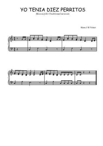 Téléchargez l'arrangement pour piano de la partition de Yo tenía diez perritos en PDF